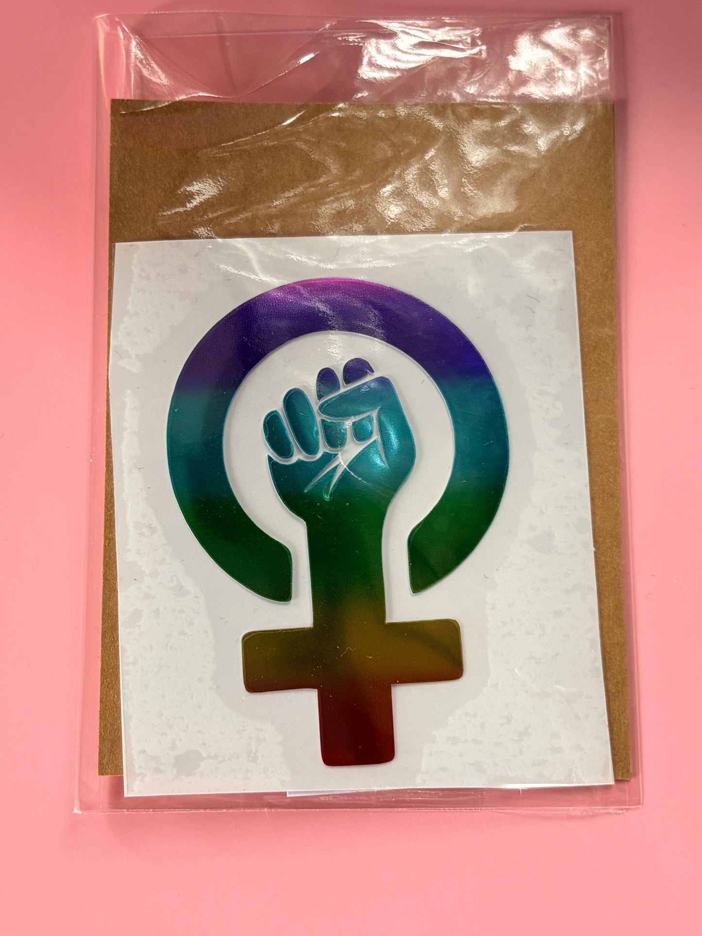 Bügelbild „feministische Faust“