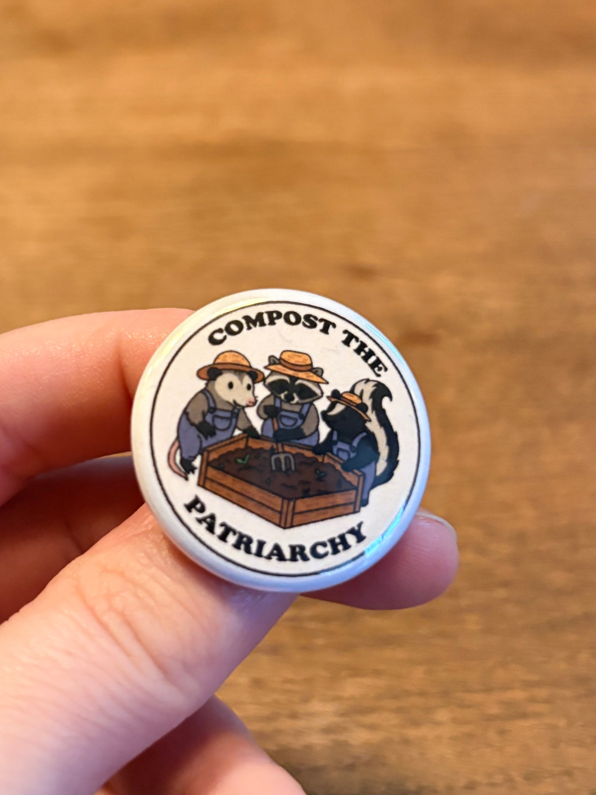 Button „Compost the patriarchy“